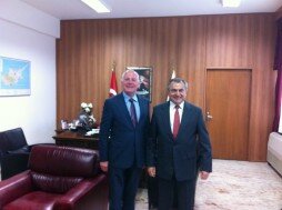 Michael Cashman and local Prime Minister Irsen Küçük